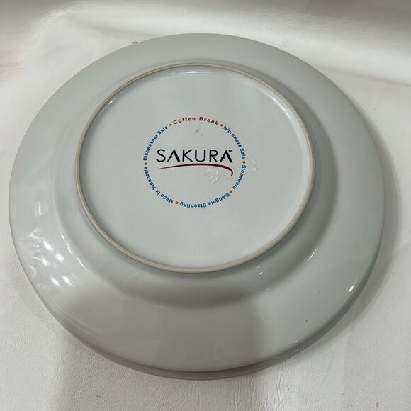Sakura Coffee Break Plates set 4 Paris Cafe New York Caffe Expresso 8 In Round - Picture 7 of 11